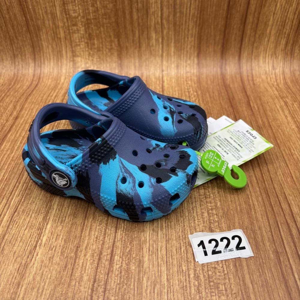 Crocs Classic Marbled Clog Toddler Size C6 Navy Blue Water Friendly 206838 NEW - Picture 8 of 8